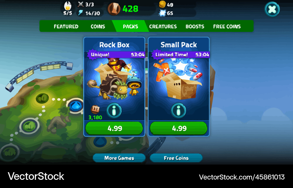 Complete set of level button game ui pop-up icon vector image