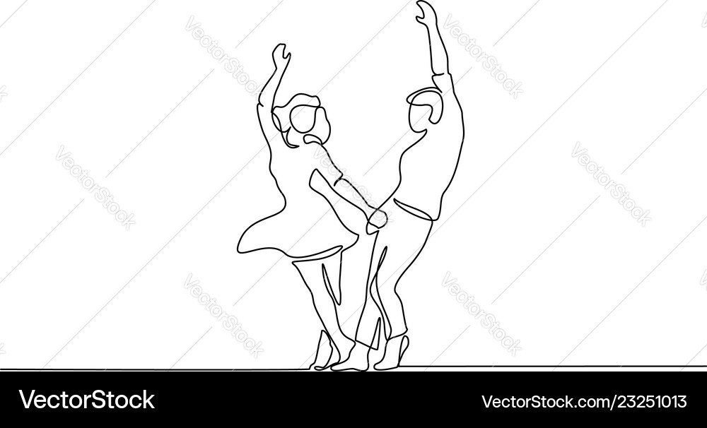 Continuous Line Couple Dancing vector image