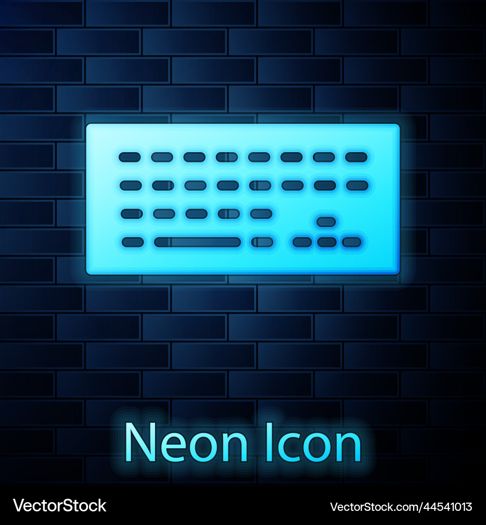Glowing neon computer keyboard icon isolated Vector Image