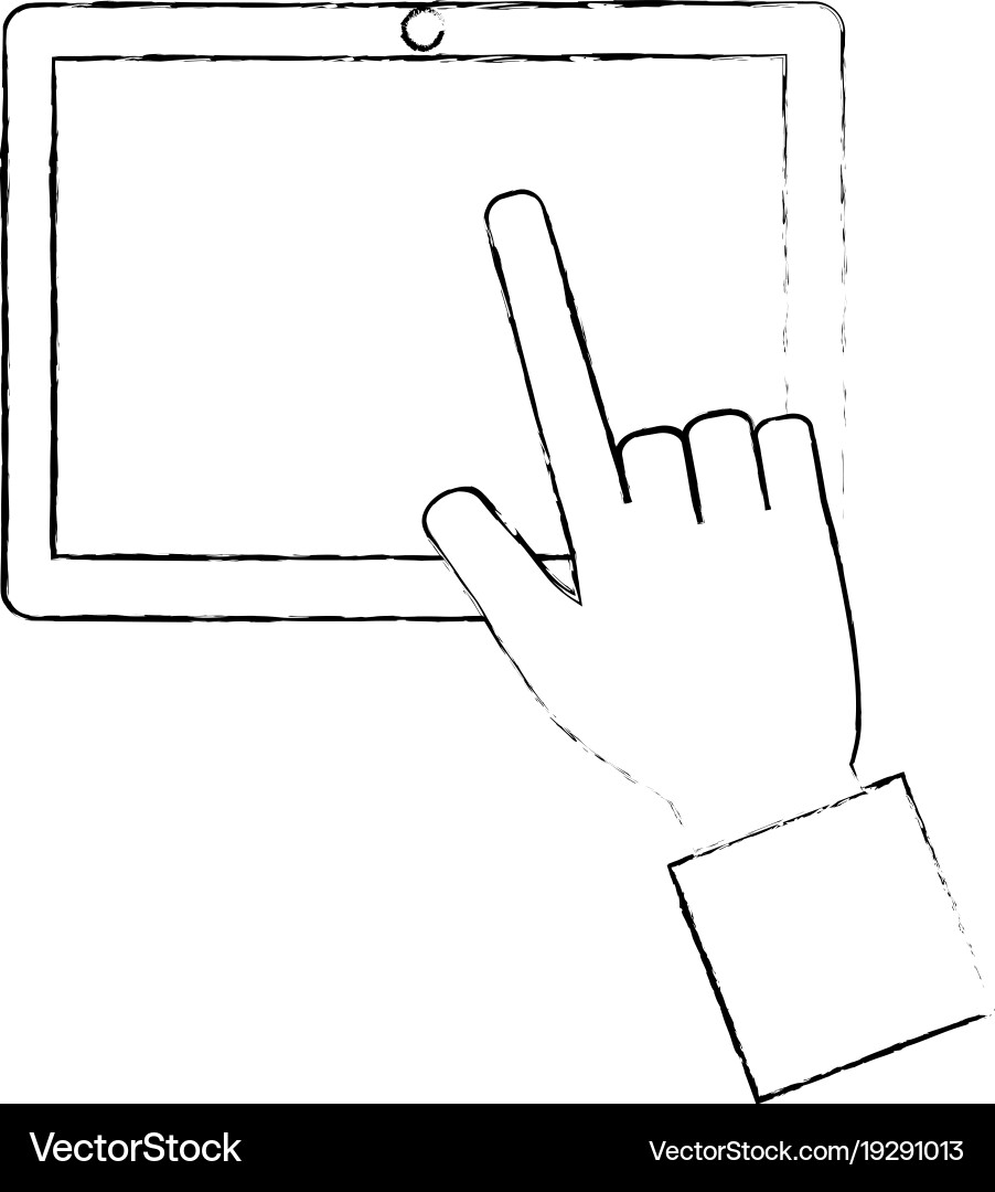 Hands using tablet device vector image
