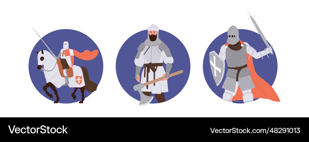 Isolated round frame composition with medieval Isolated round frame composition with medieval vector image