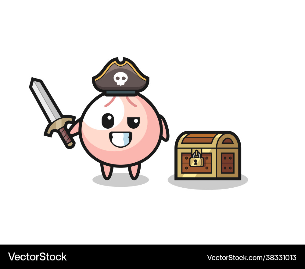Meatbun Pirate Charakter halten Schwert neben Meatbun Pirate Charakter halten Schwert neben vektorbild
