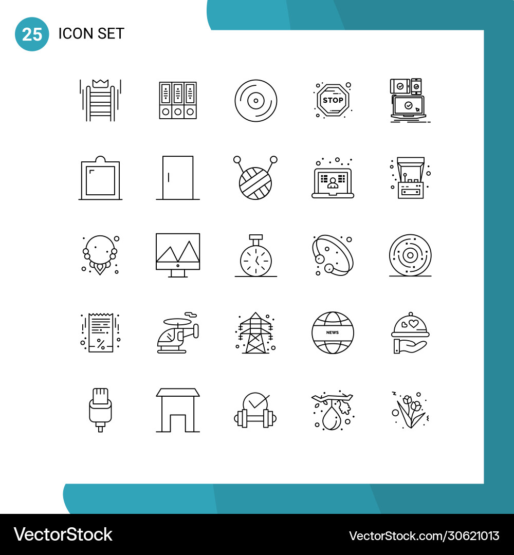 Pictograph set 25 simple lines computer vector image