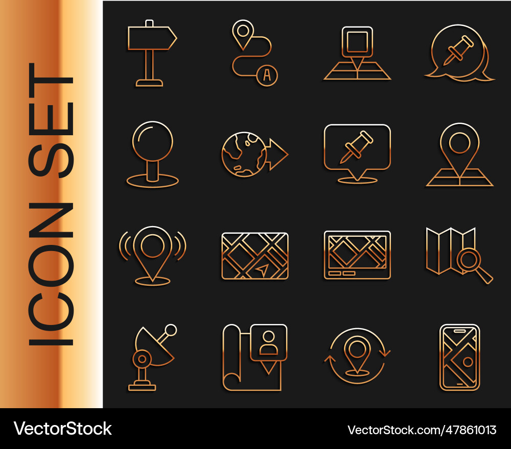 Set line city map navigation search location Vector Image