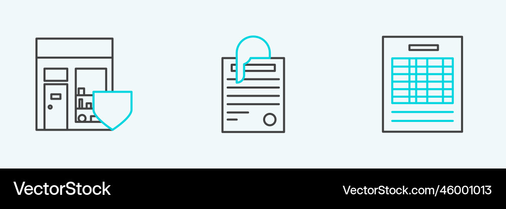 Set line report file document shopping building Set line report file document shopping building vector image