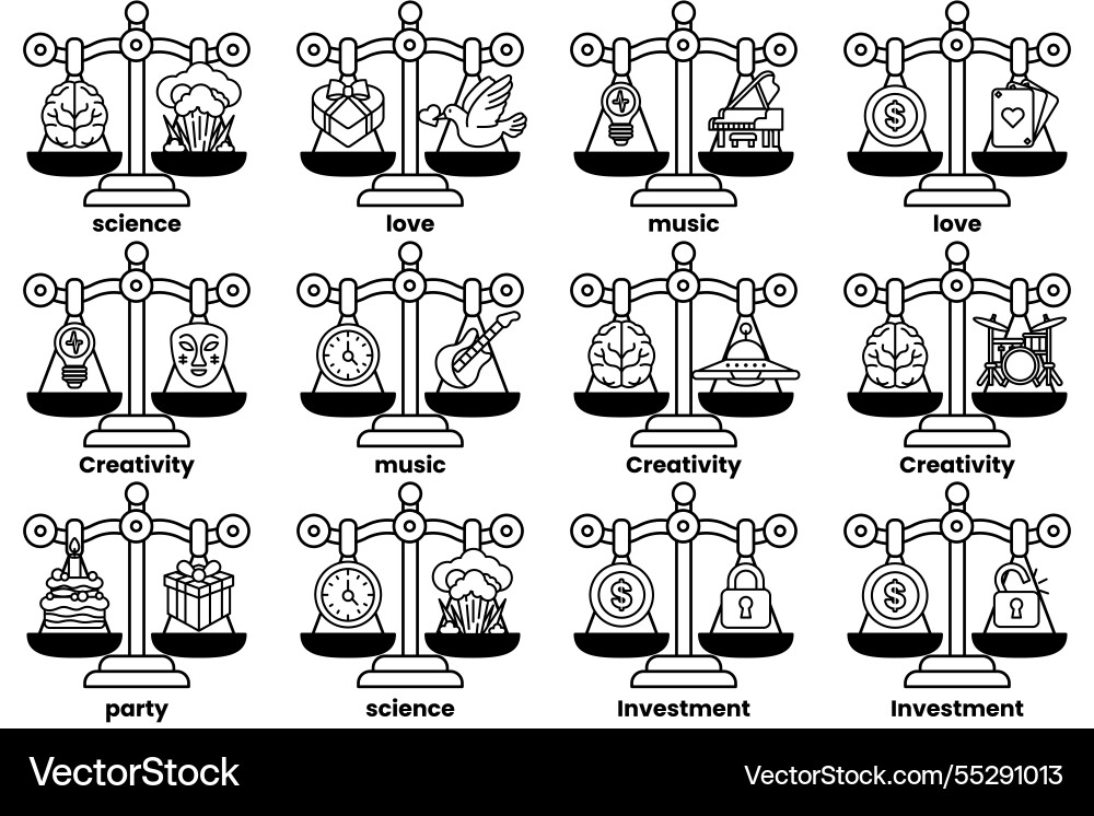 Set of in the concept scales and various Set of in the concept scales and various vector image