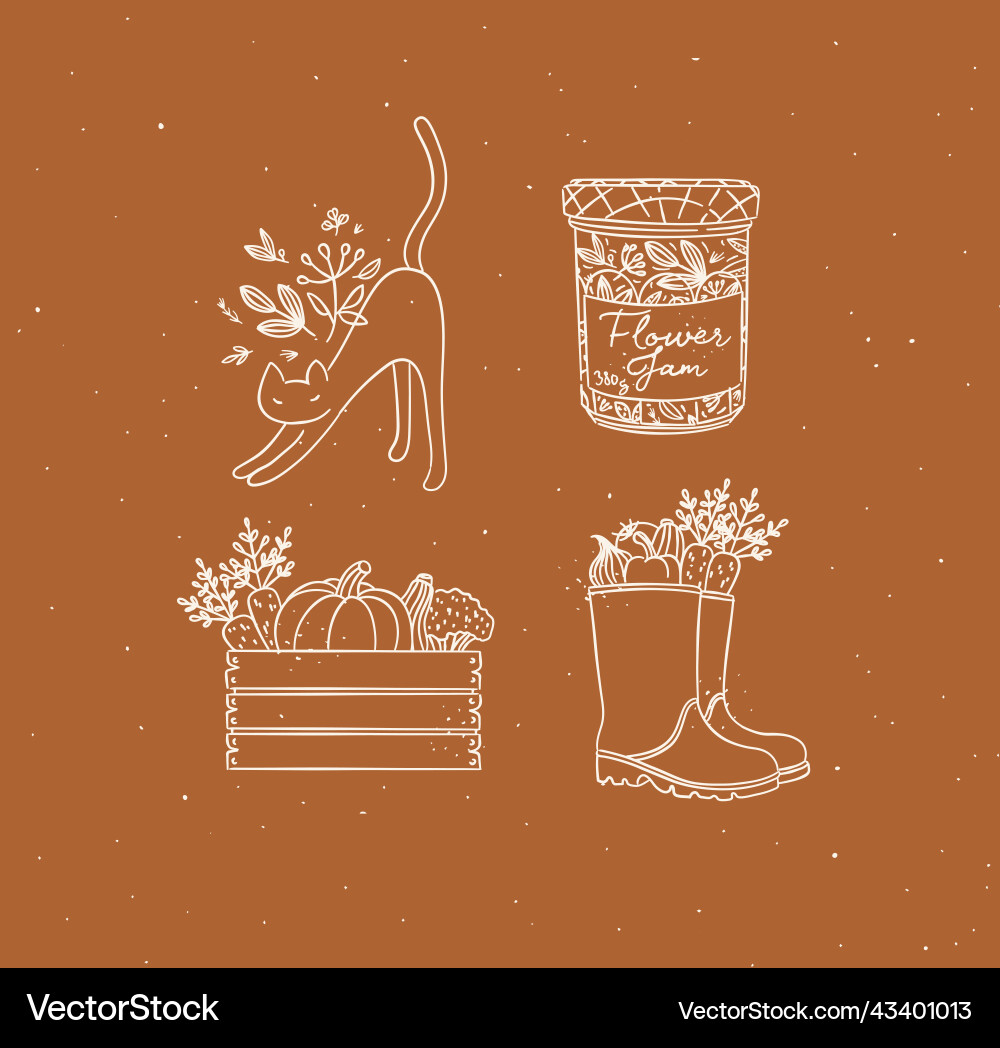 Set village graphic icons boots mustard Vector Image