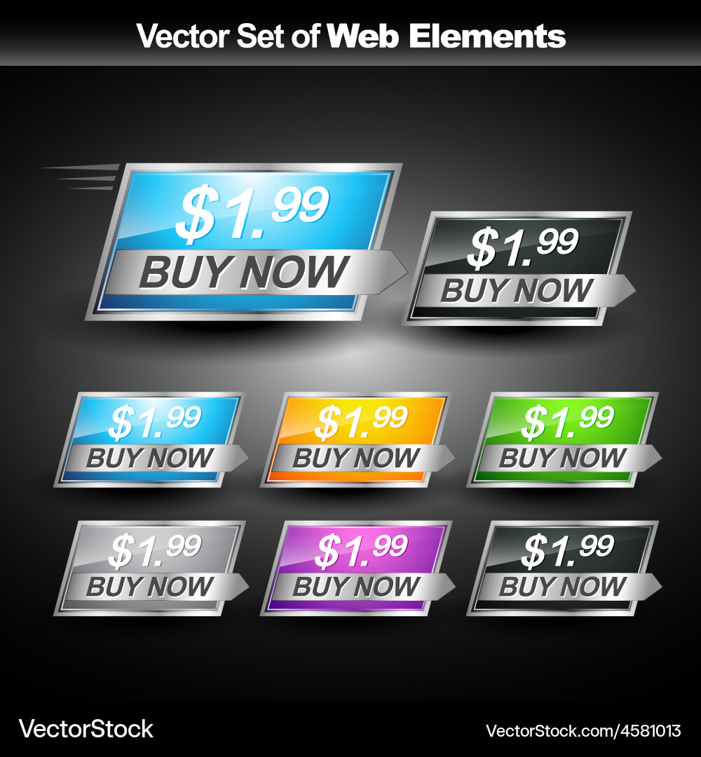 Shiny web button vector image