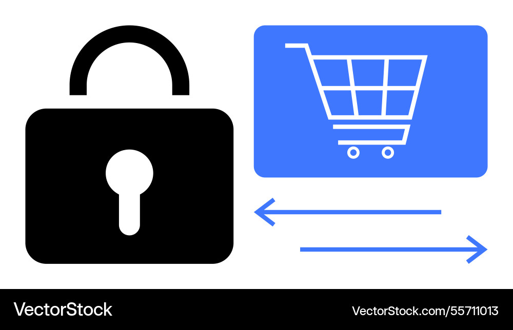 Sichere Online-Shopping mit Verschlüsselung und Daten vektorbild