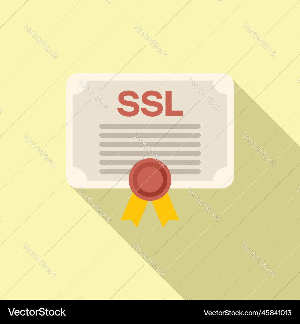 Ssl certificate diploma icon flat web data Ssl certificate diploma icon flat web data vector image