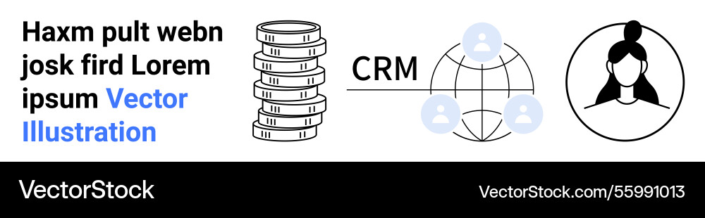 Stack of coins global crm network with users Stack of coins global crm network with users vector image