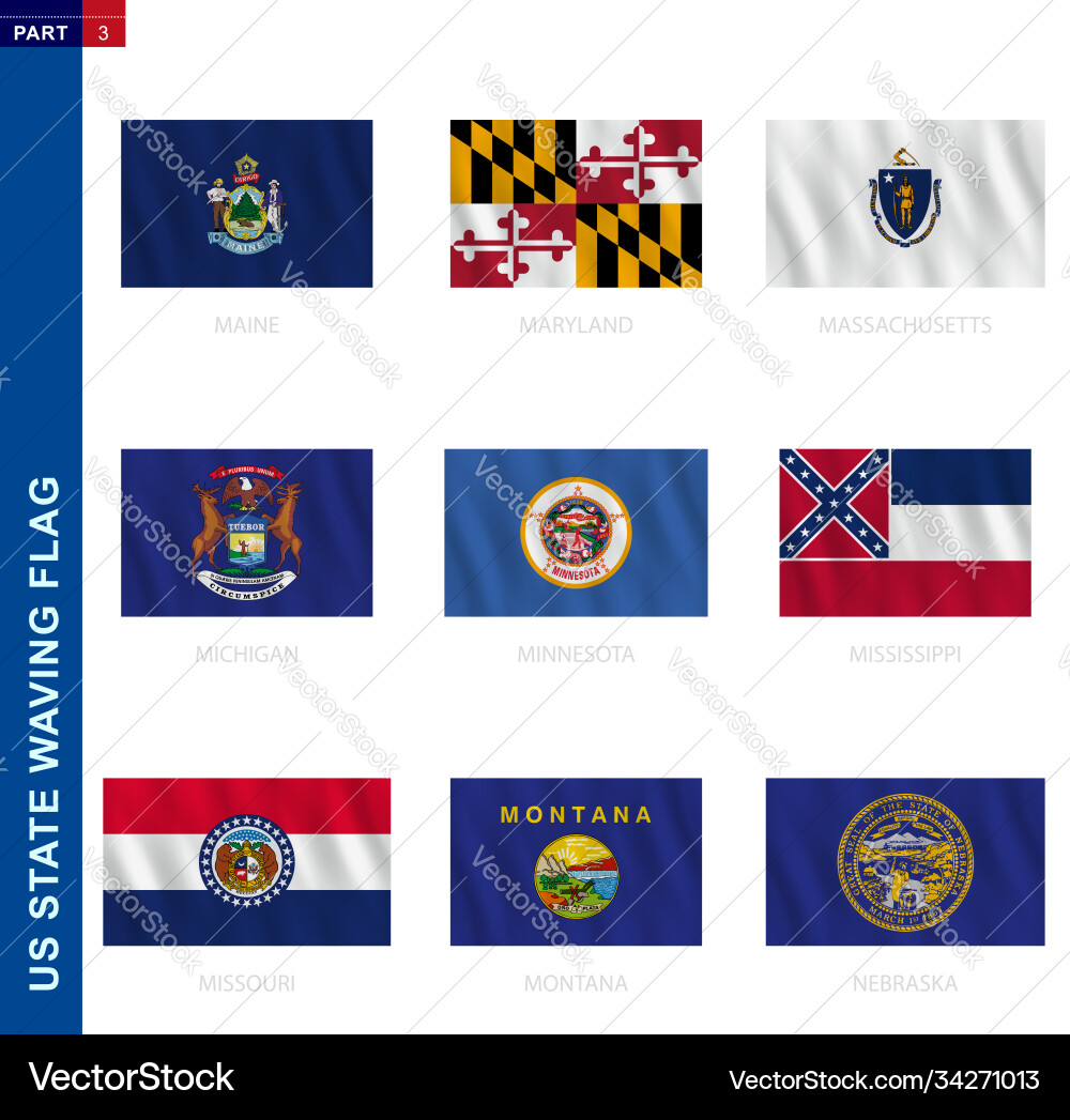Us Staaten waving Flag Sammlung in offiziellen Us Staaten waving Flag Sammlung in offiziellen vektorbild