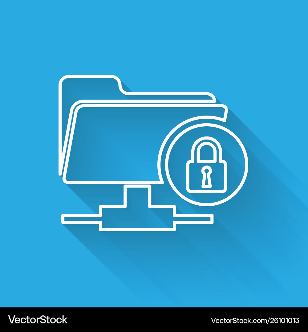 White ftp folder and lock line icon isolated White ftp folder and lock line icon isolated vector image