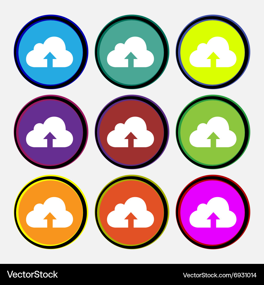 Backup icon sign nine multi colored round buttons vector image