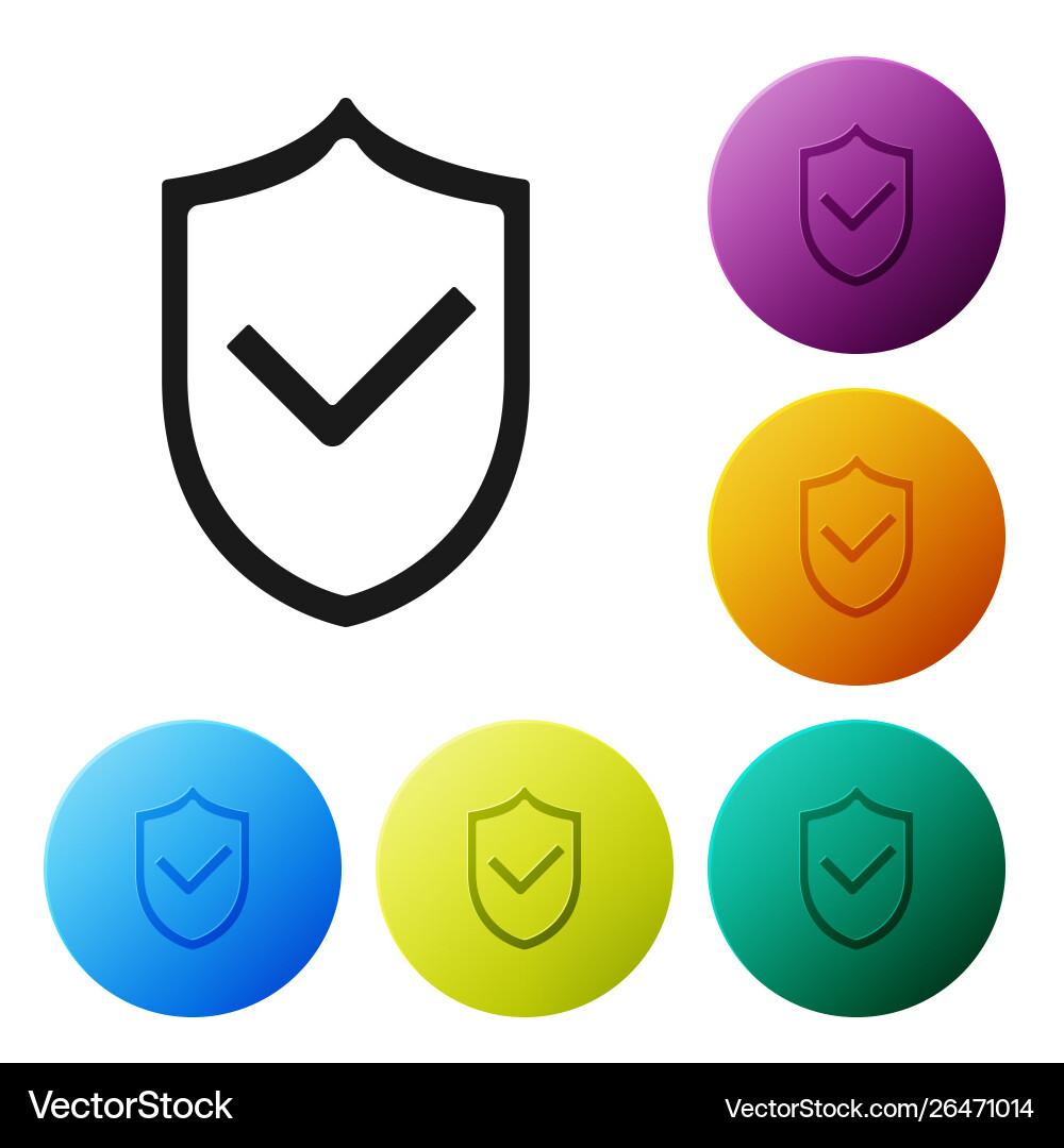 Black shield with check mark icon isolated Vector Image