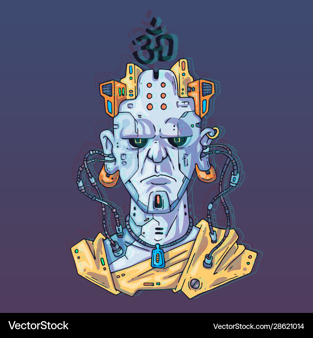 Character face in futuristic virtual style cyber Vector Image