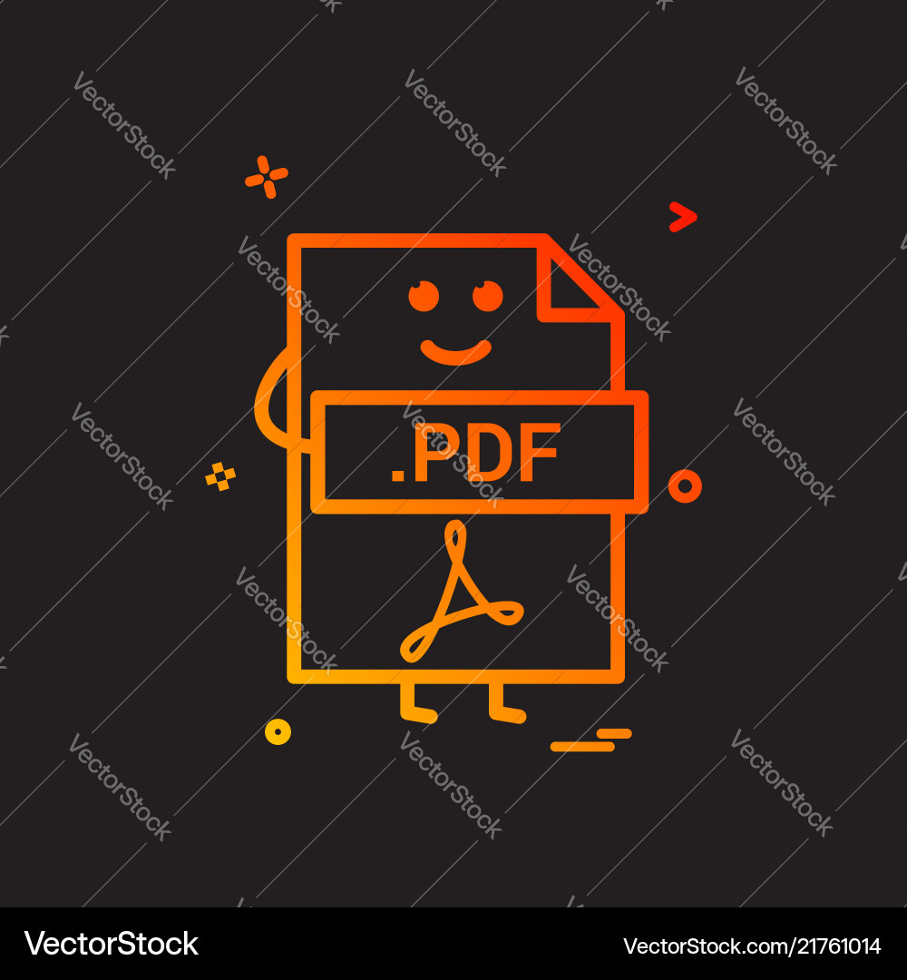 Computer pdf file format type icon design Vector Image