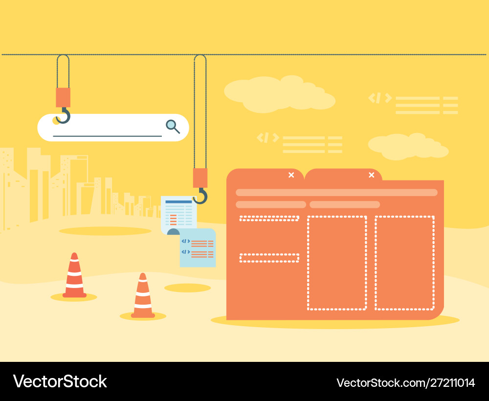 Data folder with webpage under construction Vector Image