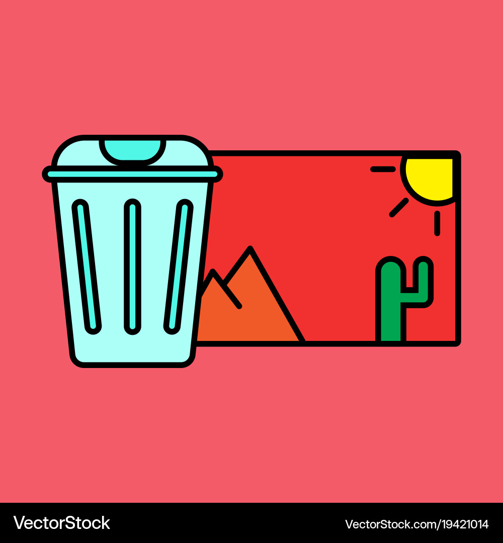 Delete image flat icon on color background vector image