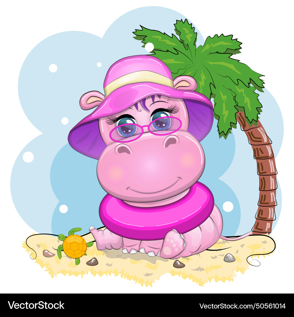 Hippopotamus cartoon character wild animal Hippopotamus cartoon character wild animal vector image