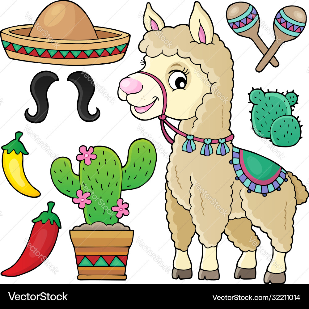 Llama and various objects set 1 Llama and various objects set 1 vector image