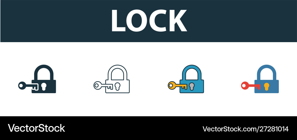 Lock icon set premium symbol in different styles vector image