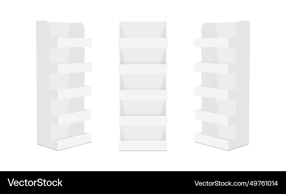 Pos display stand with shelves front side view Pos display stand with shelves front side view vector image