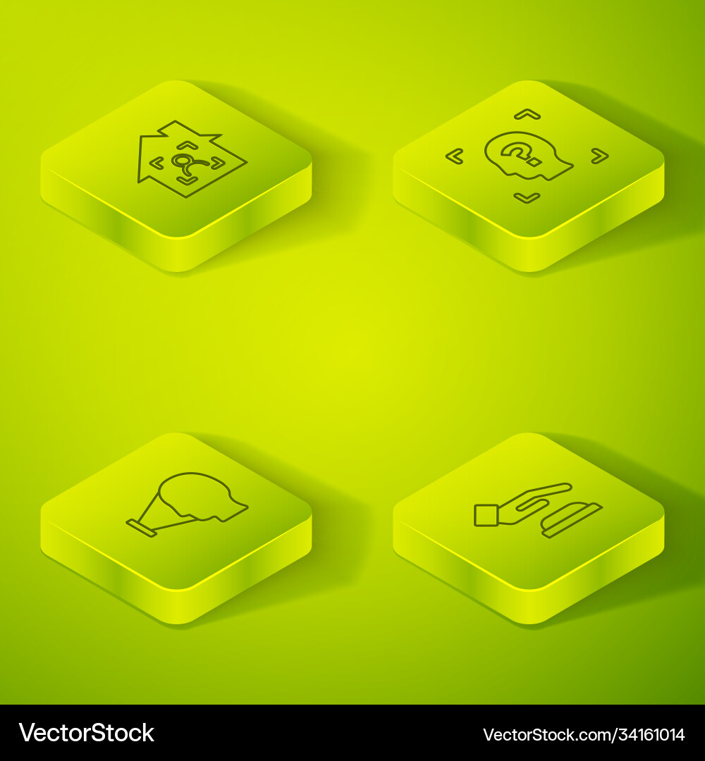 Set isometric face recognition palm print Set isometric face recognition palm print vector image