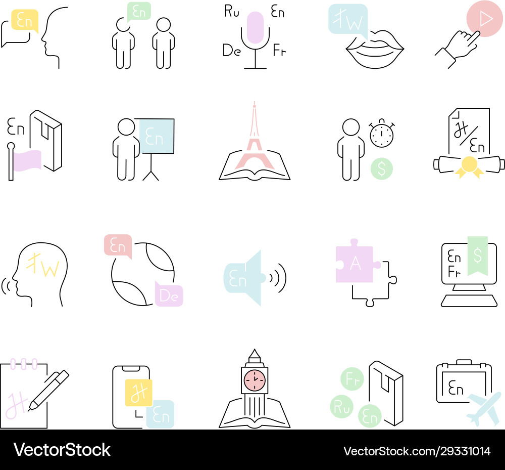 Set line icons foreign language Set line icons foreign language vector image