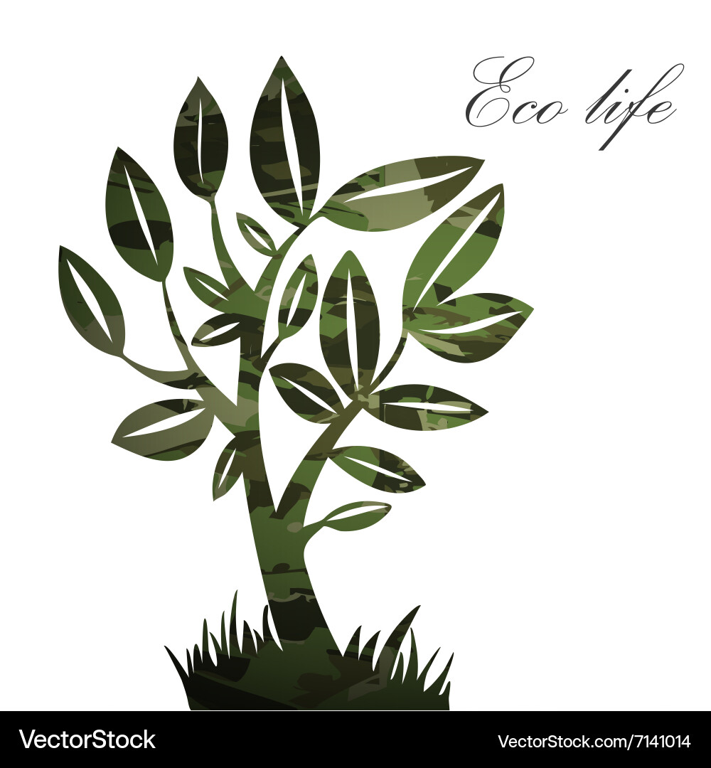 Summer tree on a paper background Vector Image