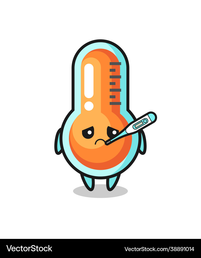 Thermometer mascot character with fever condition Thermometer mascot character with fever condition vector image