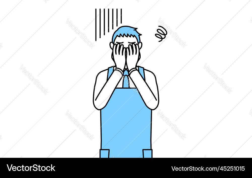 A man in an apron covering his face depression A man in an apron covering his face depression vector image