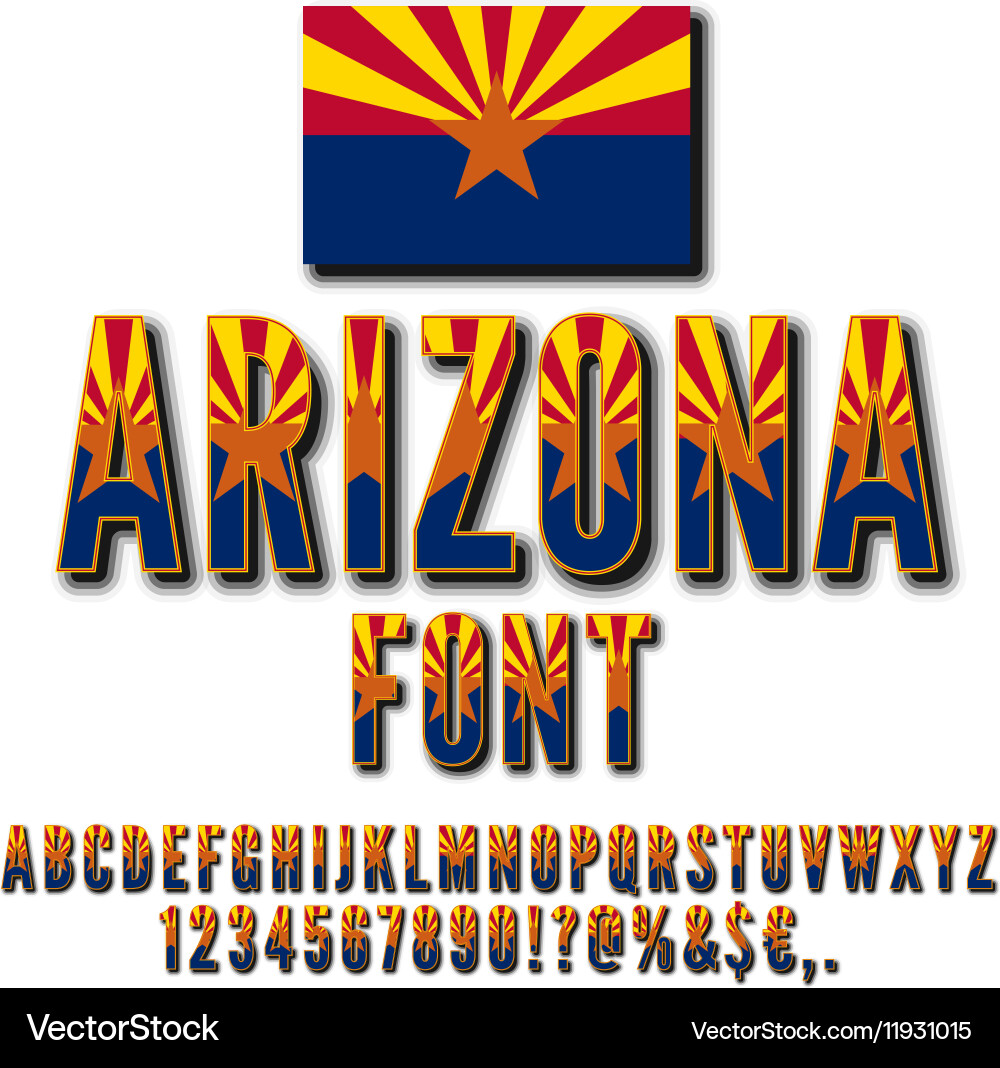 Arizona State Flag Font Vector Image