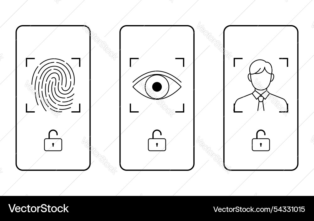 Biometric security set of fingerprint iris Vector Image