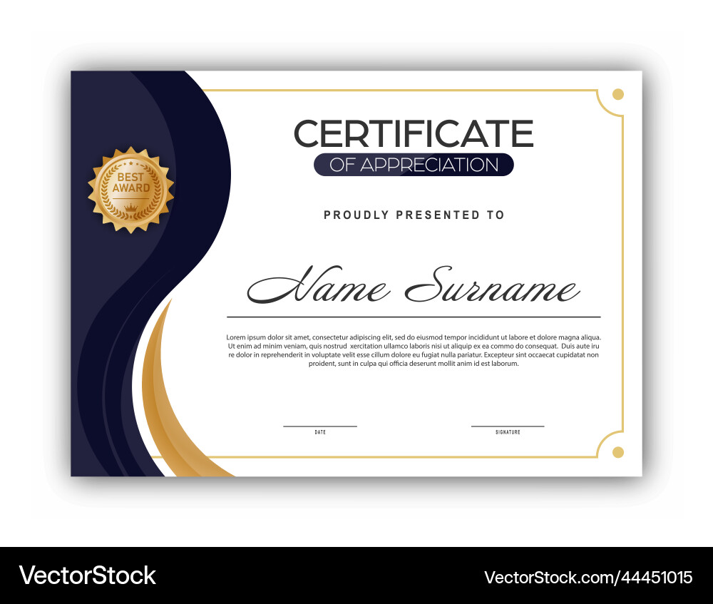 Certificate the template of form Vector Image