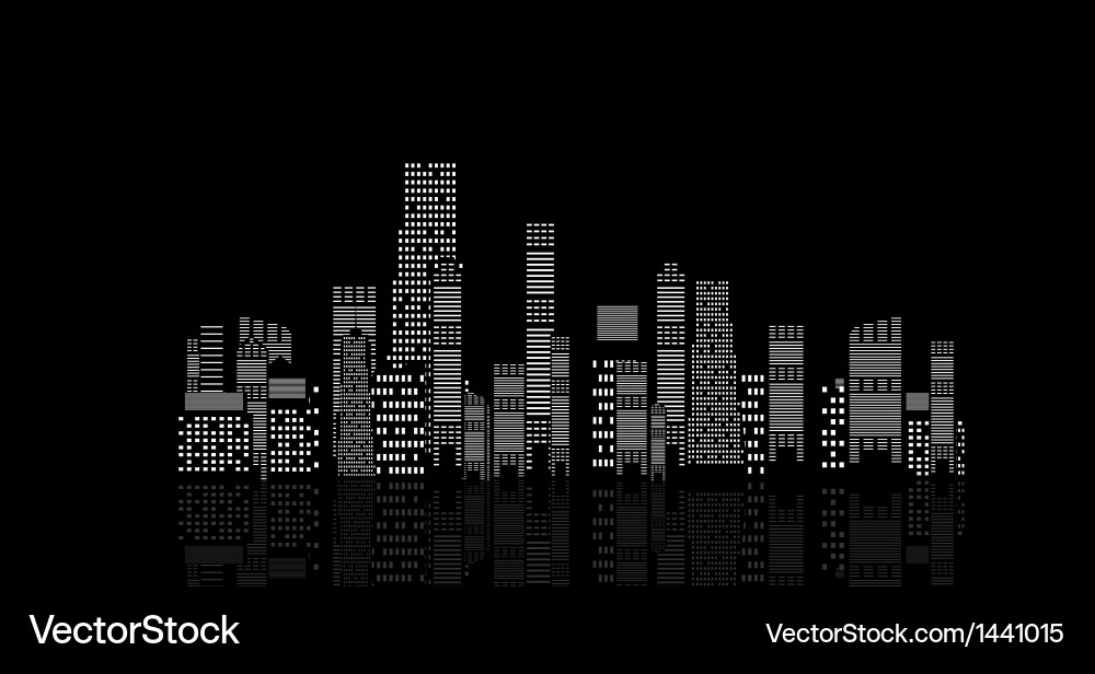 Cities silhouette on black background Vector Image
