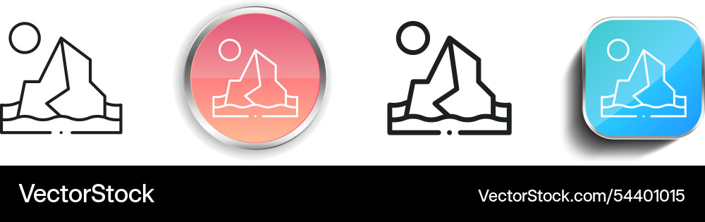 Glacier icon thin linear regular and button style vector image