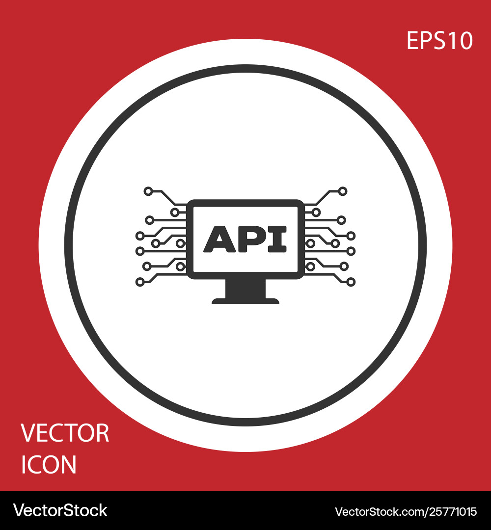 Grey computer api interface icon isolated on red vector image