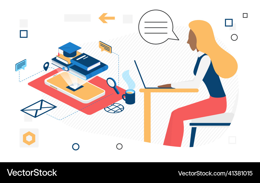Internet electronically supported learning student Internet electronically supported learning student Vector Image