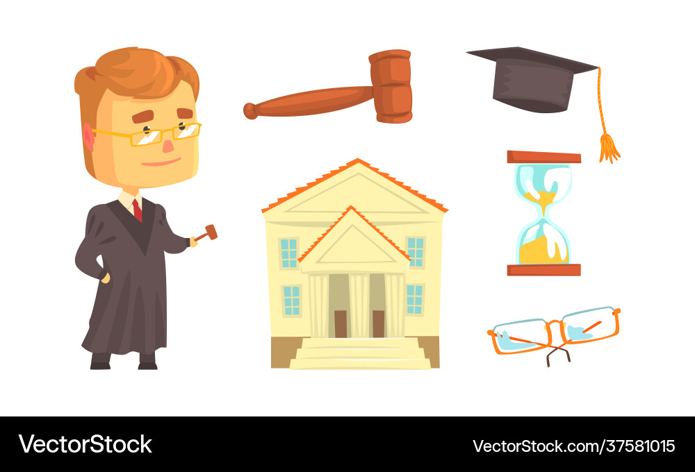 Lawyer or attorney profession with law attributes Lawyer or attorney profession with law attributes vector image