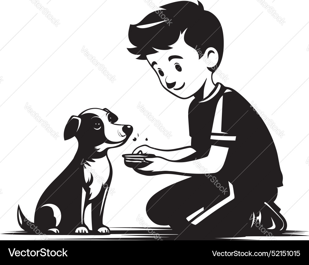 Loving Interactions Cartoon Logo Graphic Canine Vector Image