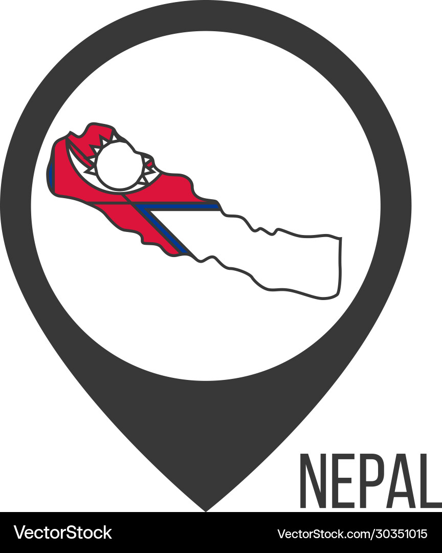 Map pointers with contry nepal flag stock Vector Image
