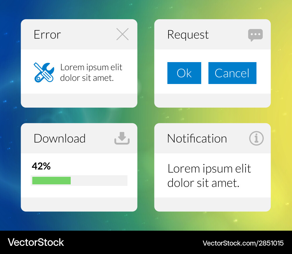 Mobile flat interface elements with colorful vector image