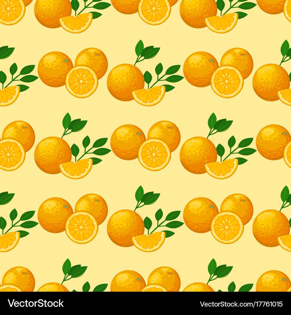 Oranges seamless pattern background vector image