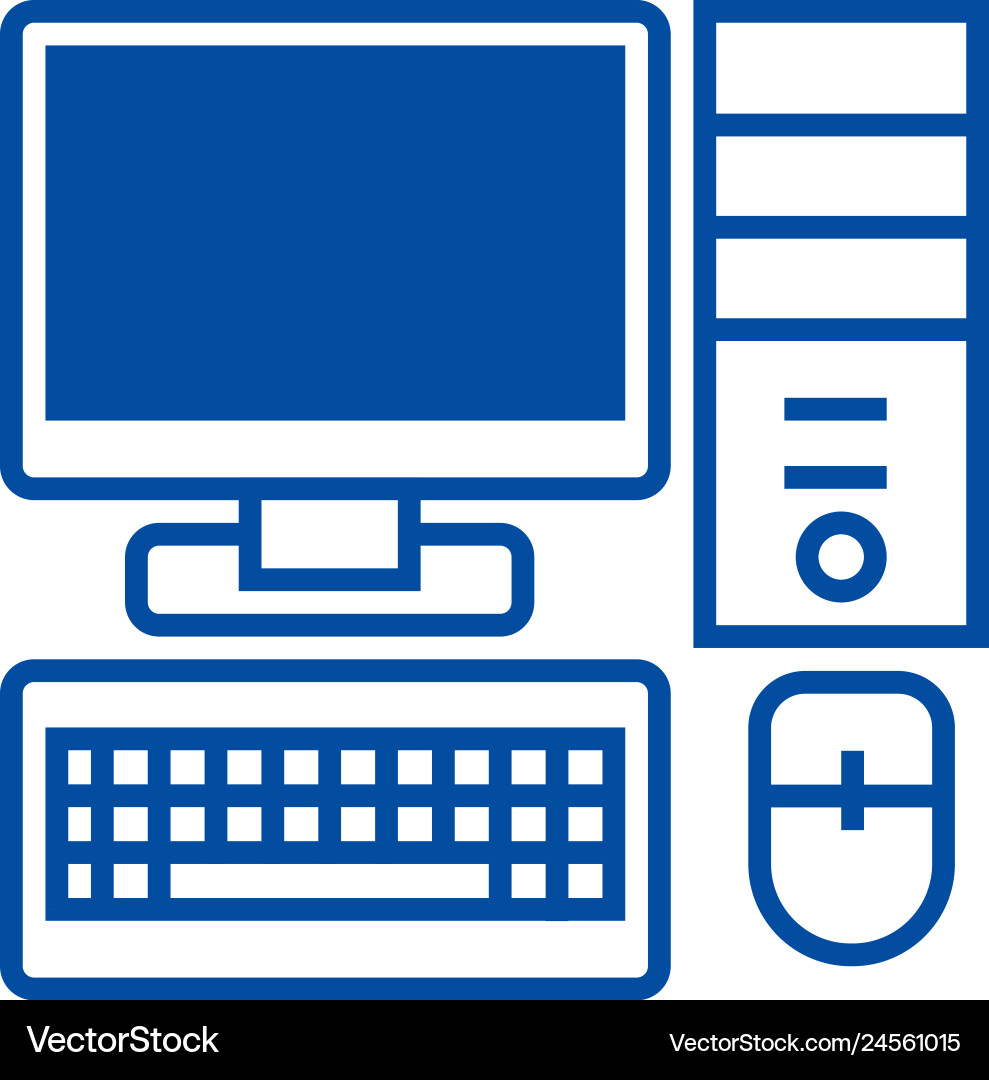 Personal computermonitor keyboard line icon Personal computermonitor keyboard line icon vector image