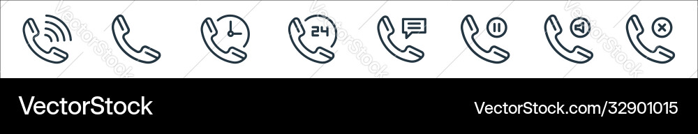 Phone line icons linear set quality Phone line icons linear set quality vector image