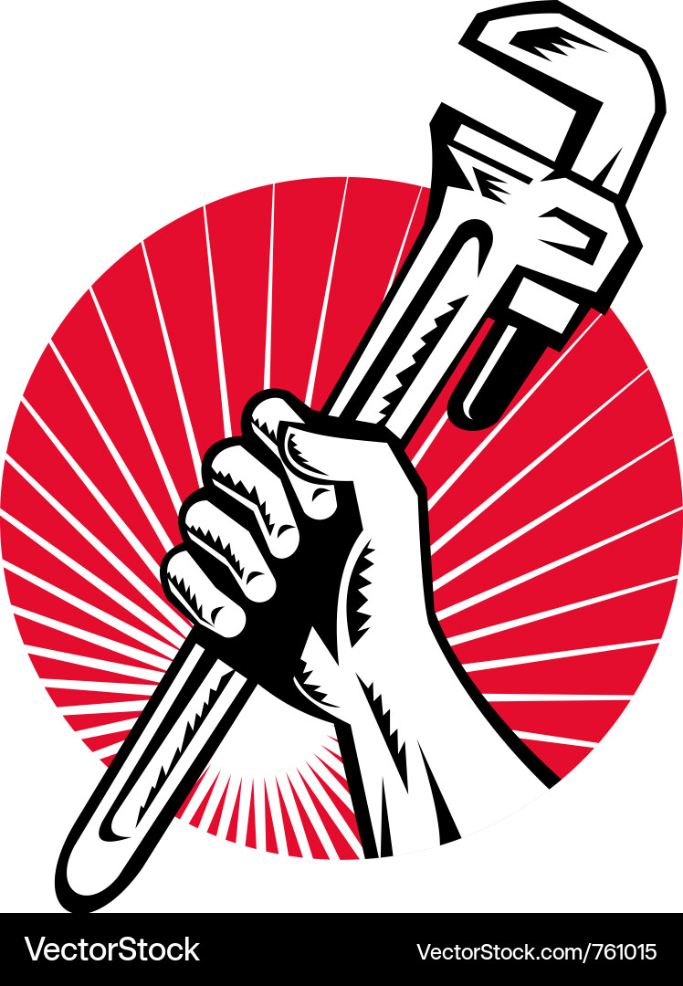 Plumber Holds Wrench - Monkey Figure vector image