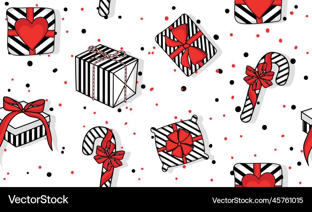 Seamless pattern background with present icons vector image
