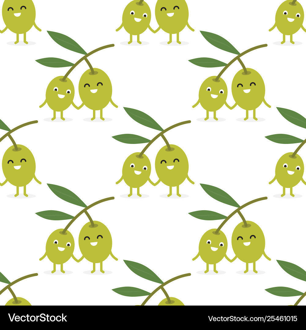 Seamless pattern with olive branch vector image