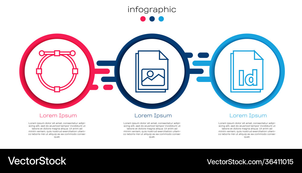 Set line circle with bezier curve picture vector image